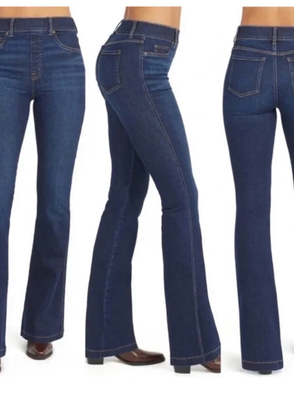 SPANX Women's Dark Blue Wash Flared Jeans Sz S
